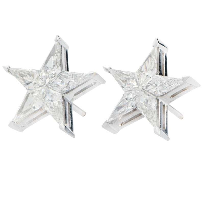 1.5 Caray Star Shape Earrings in 18 Karat White Gold