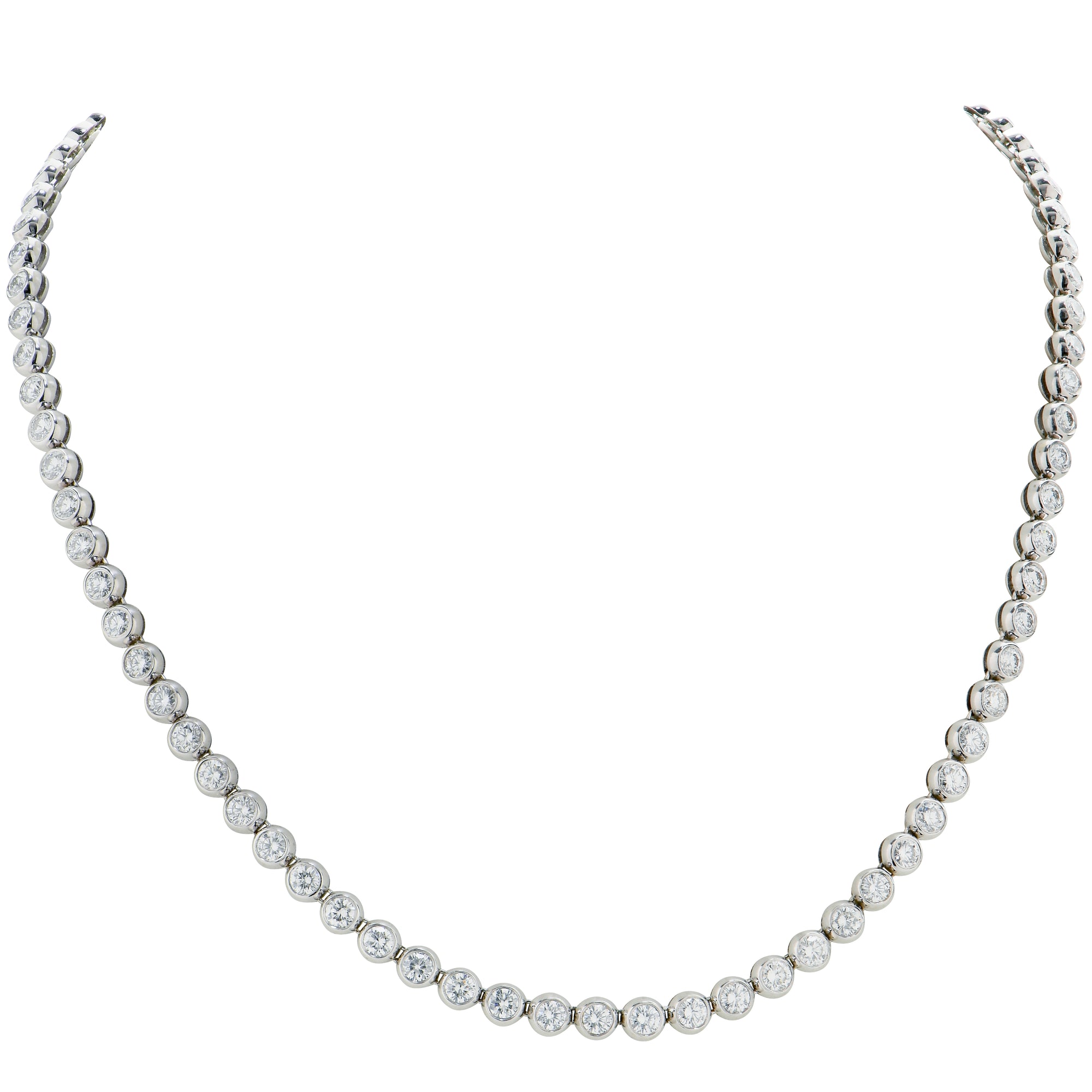 10 Carat Diamond Riviera Necklace in 18 Karat White Gold