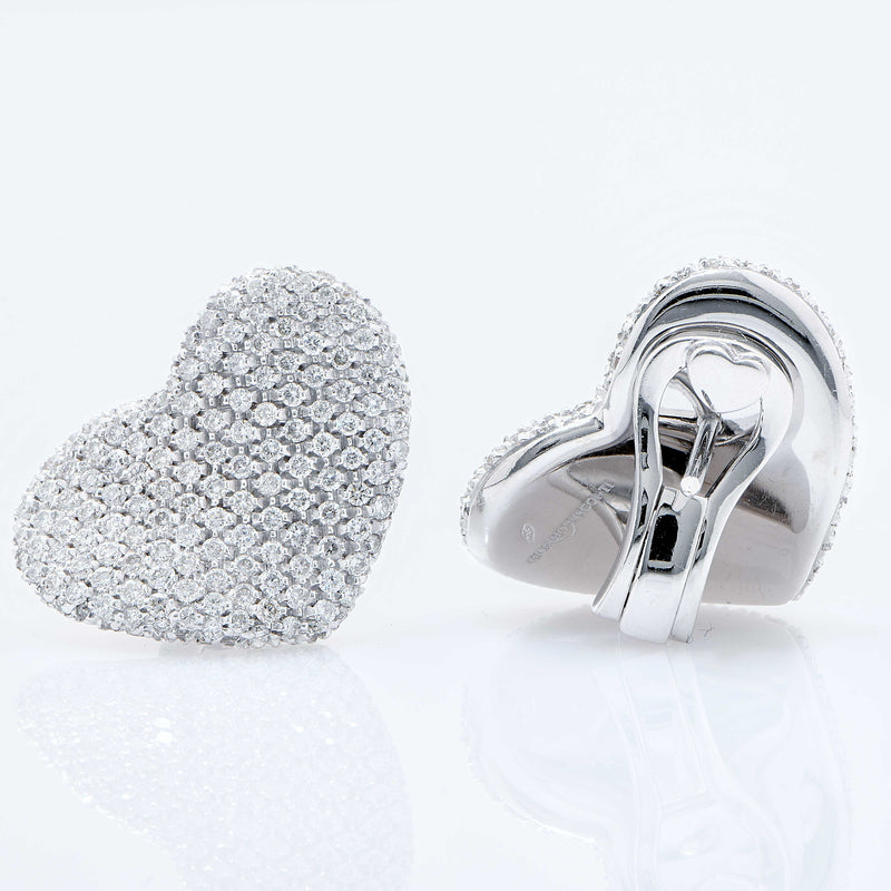 Giorgio Visconti 2.35 Carat Diamond Heart Shaped 18 Karat White Gold Earrings