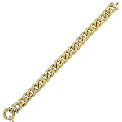 18 Karat Yellow Gold Italian Hollow Link Bracelet