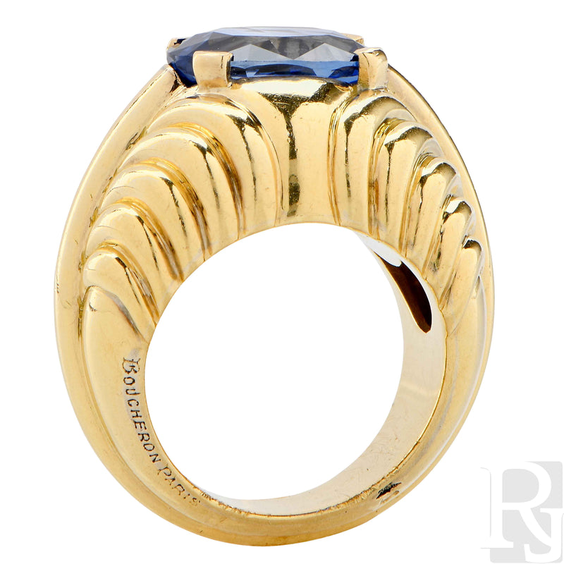 Boucheron 5.15 AGL No Heat Burma Sapphire Gold Ring