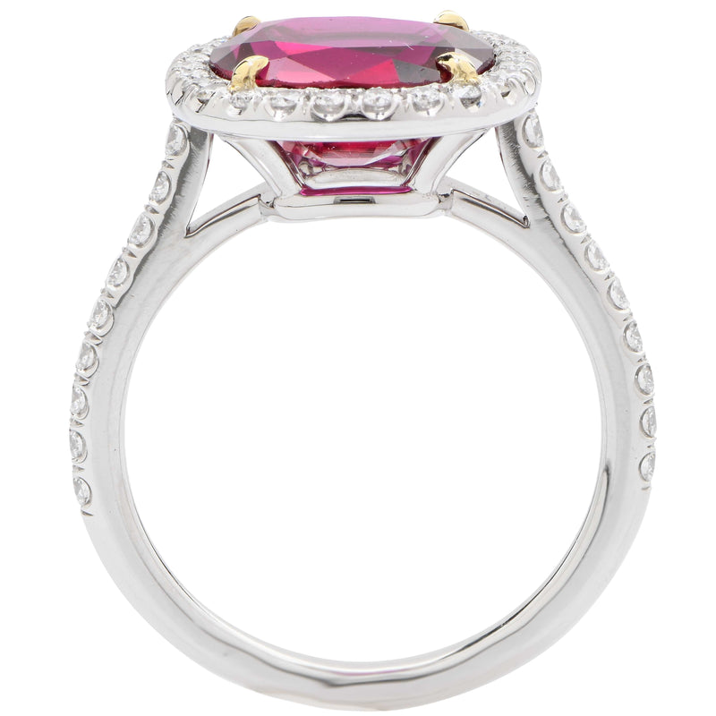 4 Carat AGL Graded  Ruby and Diamond Platinum Ring