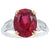 Mozambique Pigeon's Blood Ruby 7.47 Carat GRS Graded No Heat  and Diamond Ring