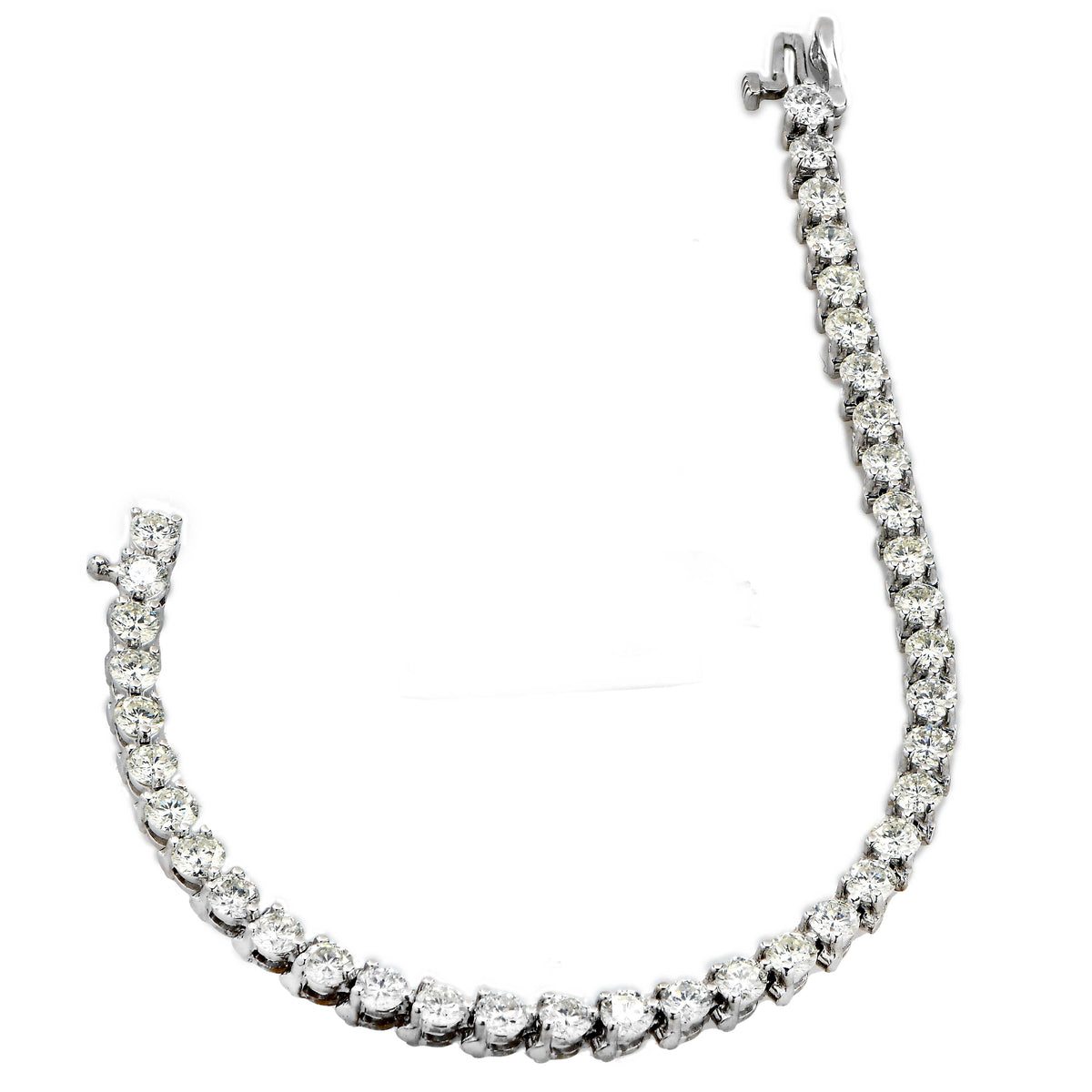 6.8 Carat Diamond Tennis Bracelet in 14 Karat White Gold