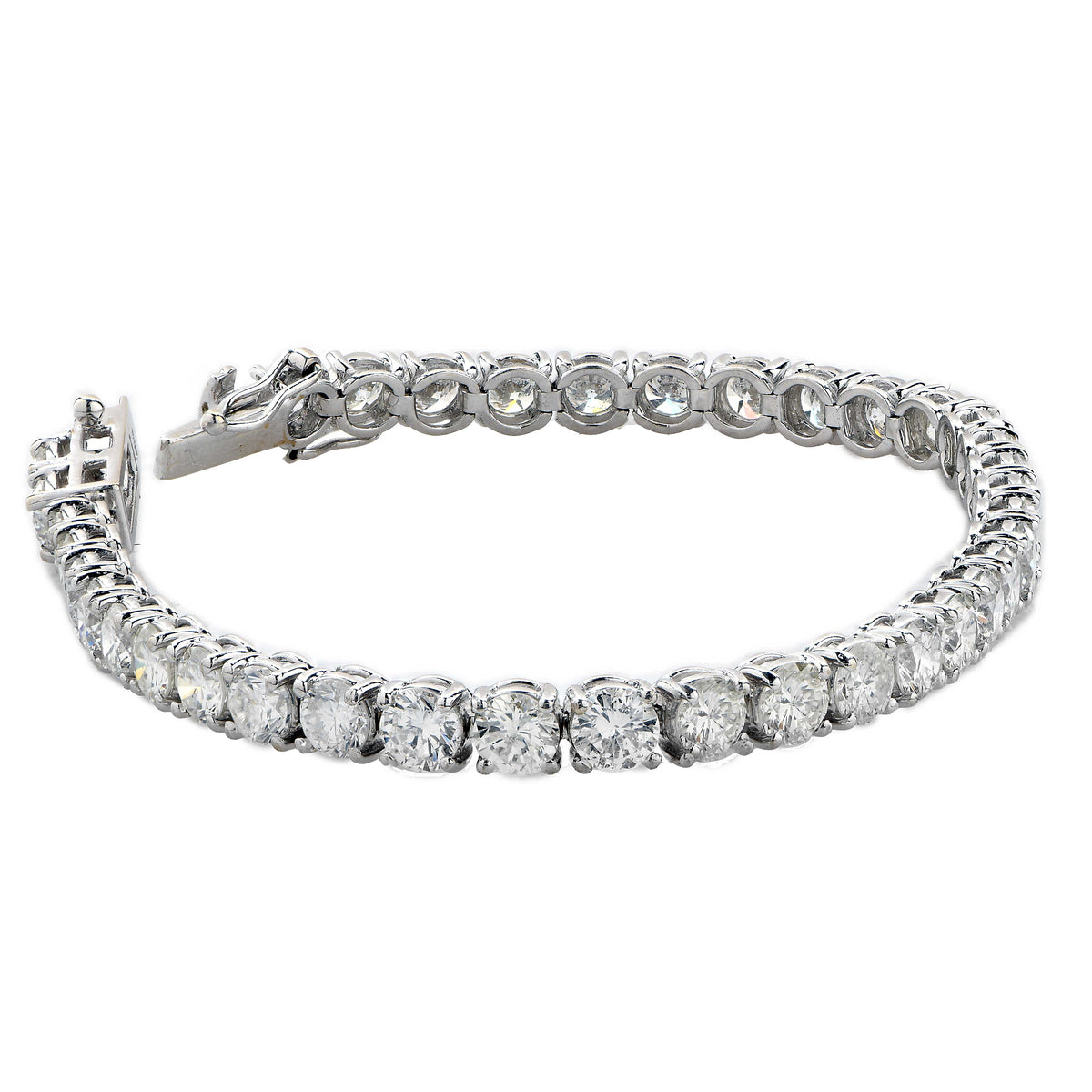 12.25 Carat Diamond Tennis Bracelet in 18 Karat White Gold