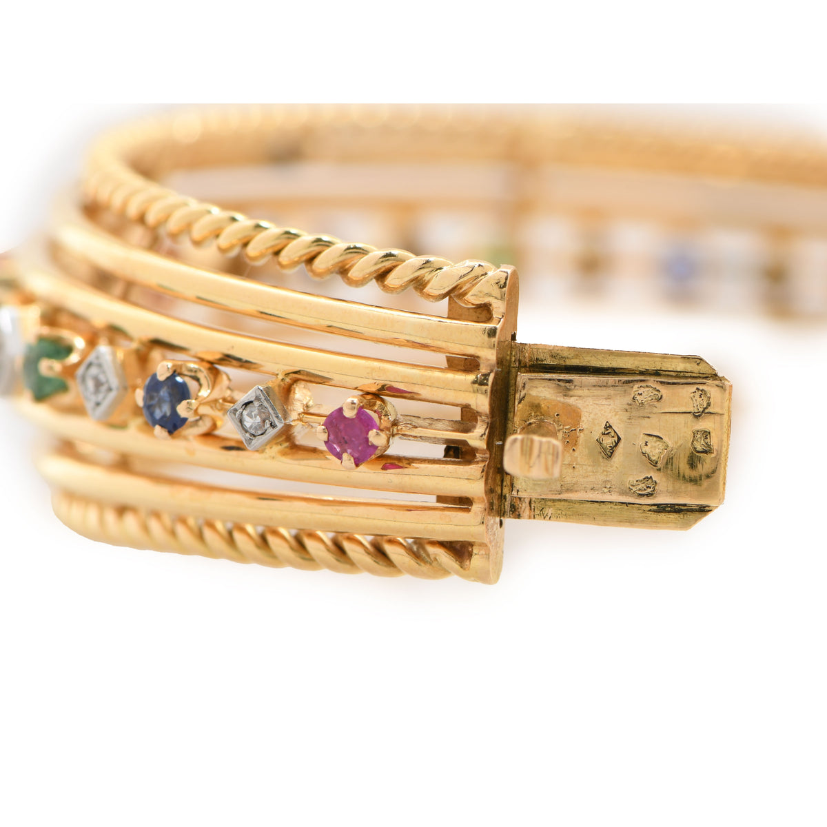 18K Yellow Gold French Volaire Multi-Gemstone Bracelet | 38.3g