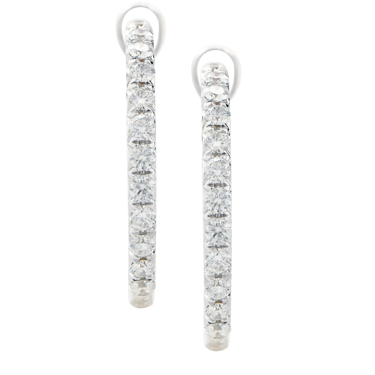 2.64 Carat Diamond Hoop Earrings in 18 Karat White Gold