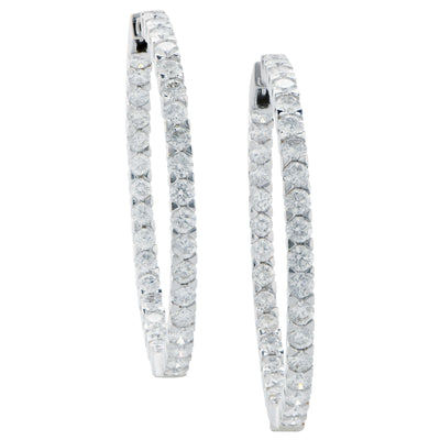 3.4 Carat Diamond Hoop Earrings in 18 Karat White Gold