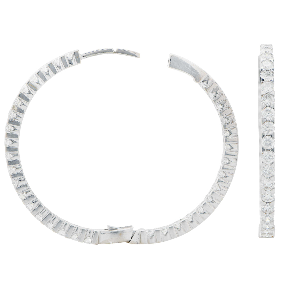 3.4 Carat Diamond Hoop Earrings in 18 Karat White Gold