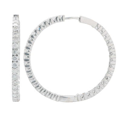 3.4 Carat Diamond Hoop Earrings in 18 Karat White Gold