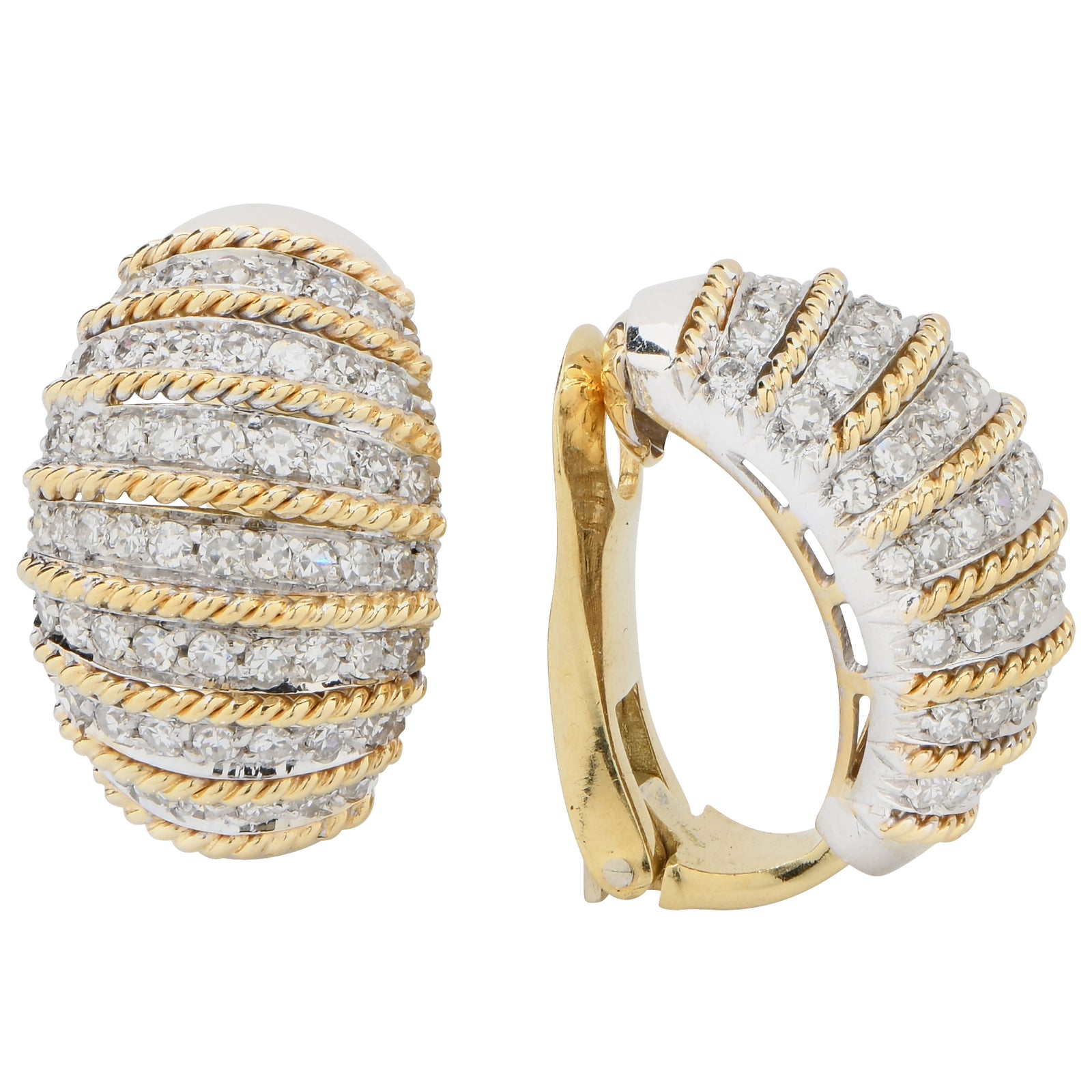 Italian Diamond Earrings in 18 Karat Yellow Gold