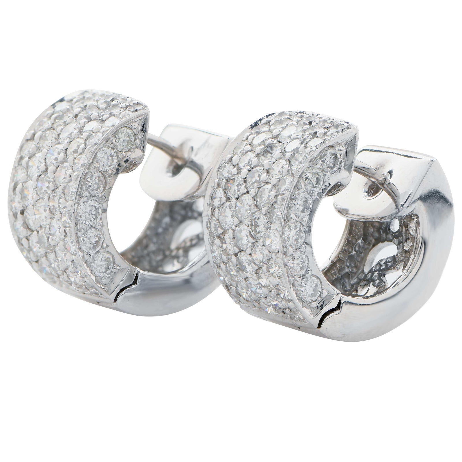1.75 Carat Diamond Huggie Earrings in 18Karat White Gold