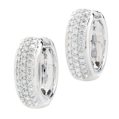 Diamond Huggie Earrings in 18 Karat White Gold