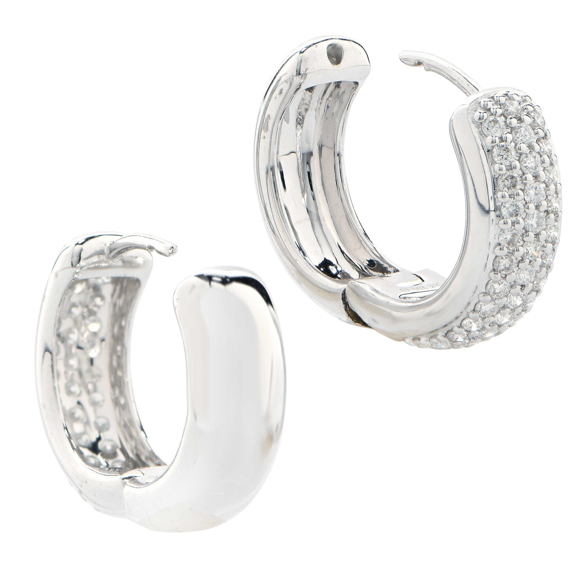 Diamond Huggie Earrings in 18 Karat White Gold