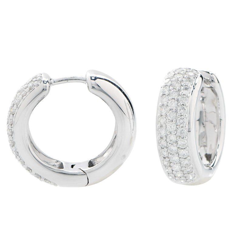 Diamond Huggie Earrings in 18 Karat White Gold