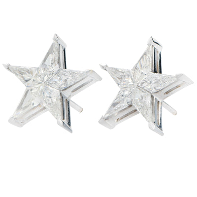 1.5 Carat Star Shape Earrings in 18 Karat White Gold