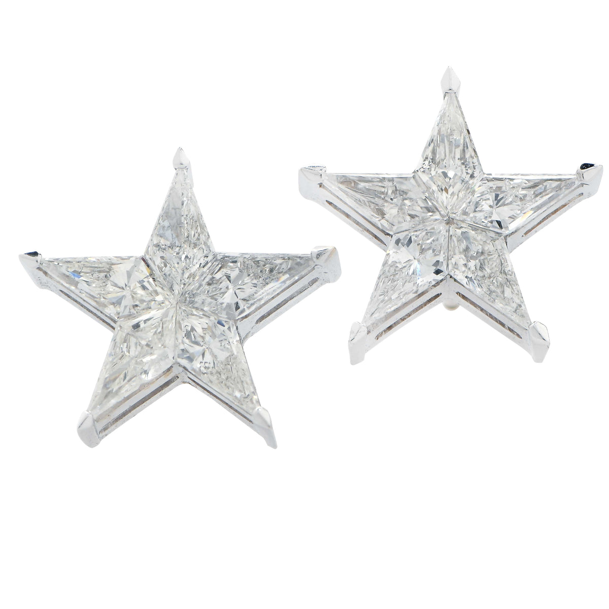 1.5 Carat Star Shape Earrings in 18 Karat White Gold