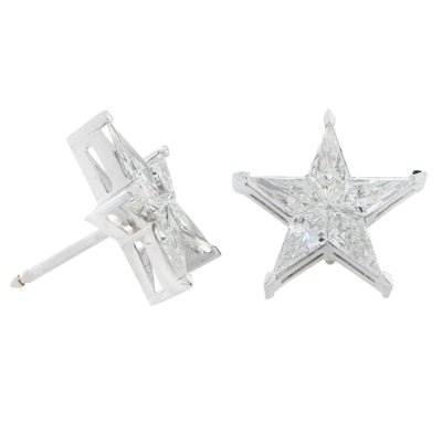 1.5 Carat Star Shape Earrings in 18 Karat White Gold