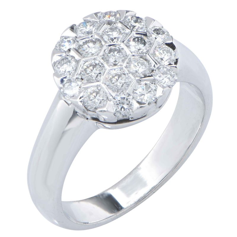 Honeycomb Motif 18 Karat White Gold Diamond Ring