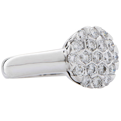 Honeycomb Motif 18 Karat White Gold Diamond Ring