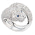 Wolf Motif Ring with Diamonds and Sapphires in 18 Karat White Gold