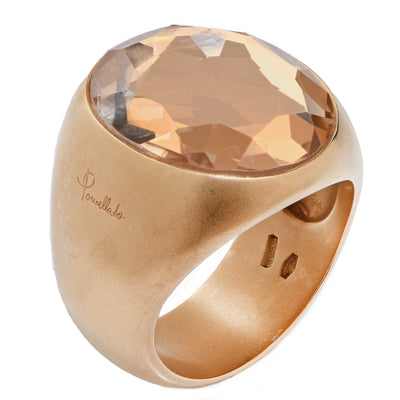 Pomellato Narciso Pink Quartz 18 Karat Yellow Gold Ring