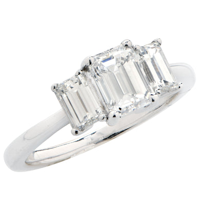 1.83 Carat GIA Graded Emerald Cut Diamond Engagement Ring