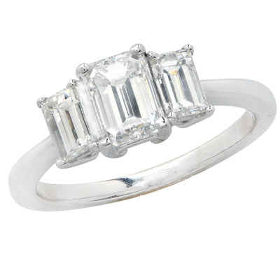 1.83 Carat GIA Graded Emerald Cut Diamond Engagement Ring