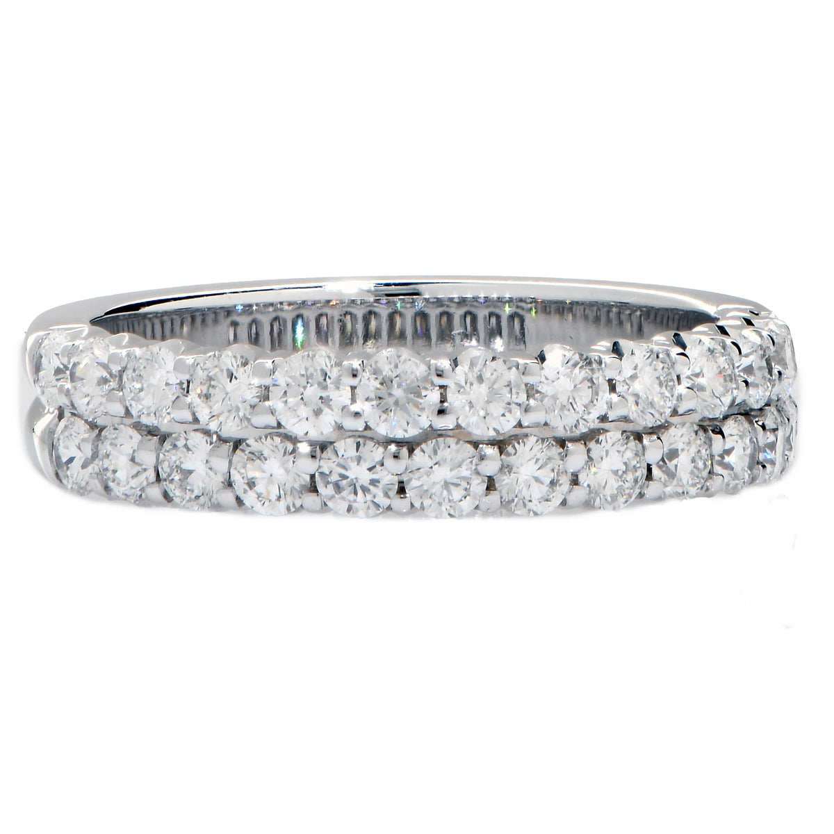 1.35 Carat Diamond Double Row Half Eternity Band in 18 Karat White Gold