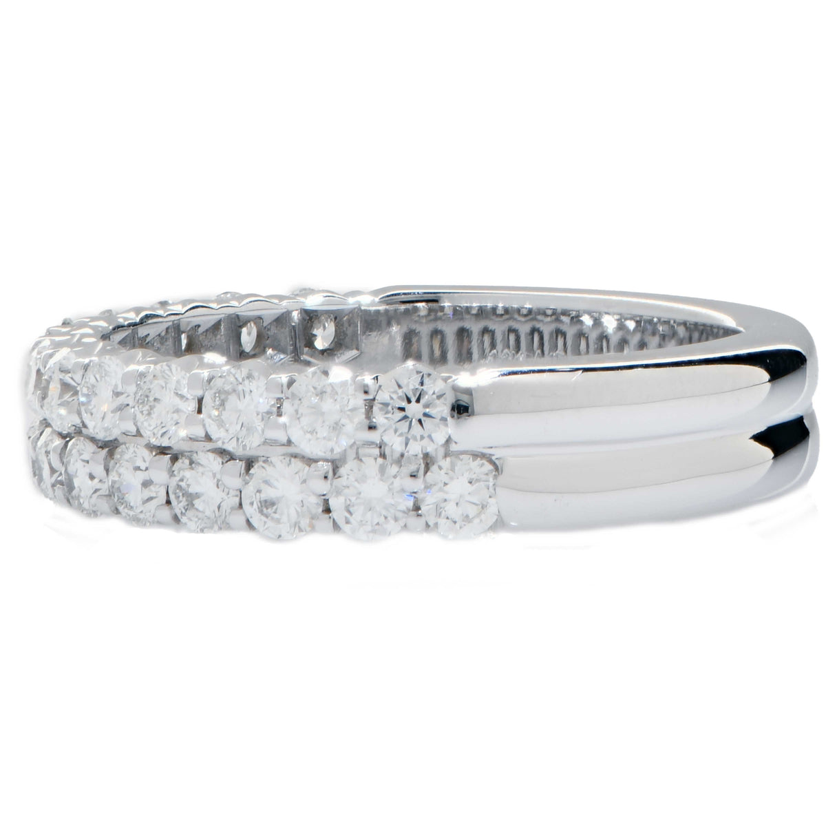 1.35 Carat Diamond Double Row Half Eternity Band in 18 Karat White Gold