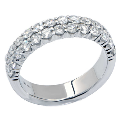 1.35 Carat Diamond Double Row Half Eternity Band in 18 Karat White Gold