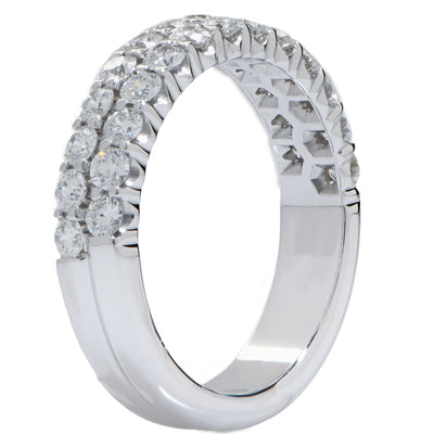 1.35 Carat Diamond Double Row Half Eternity Band in 18 Karat White Gold