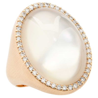 Roberto Coin Moonstone and Diamond 18 Karat Yellow Gold Ring