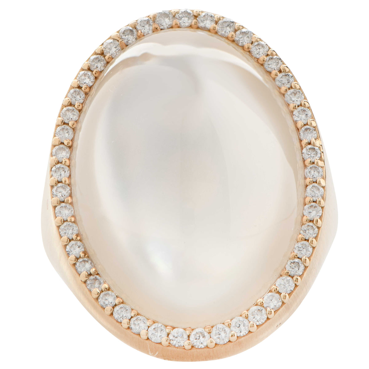 Roberto Coin Moonstone and Diamond 18 Karat Yellow Gold Ring