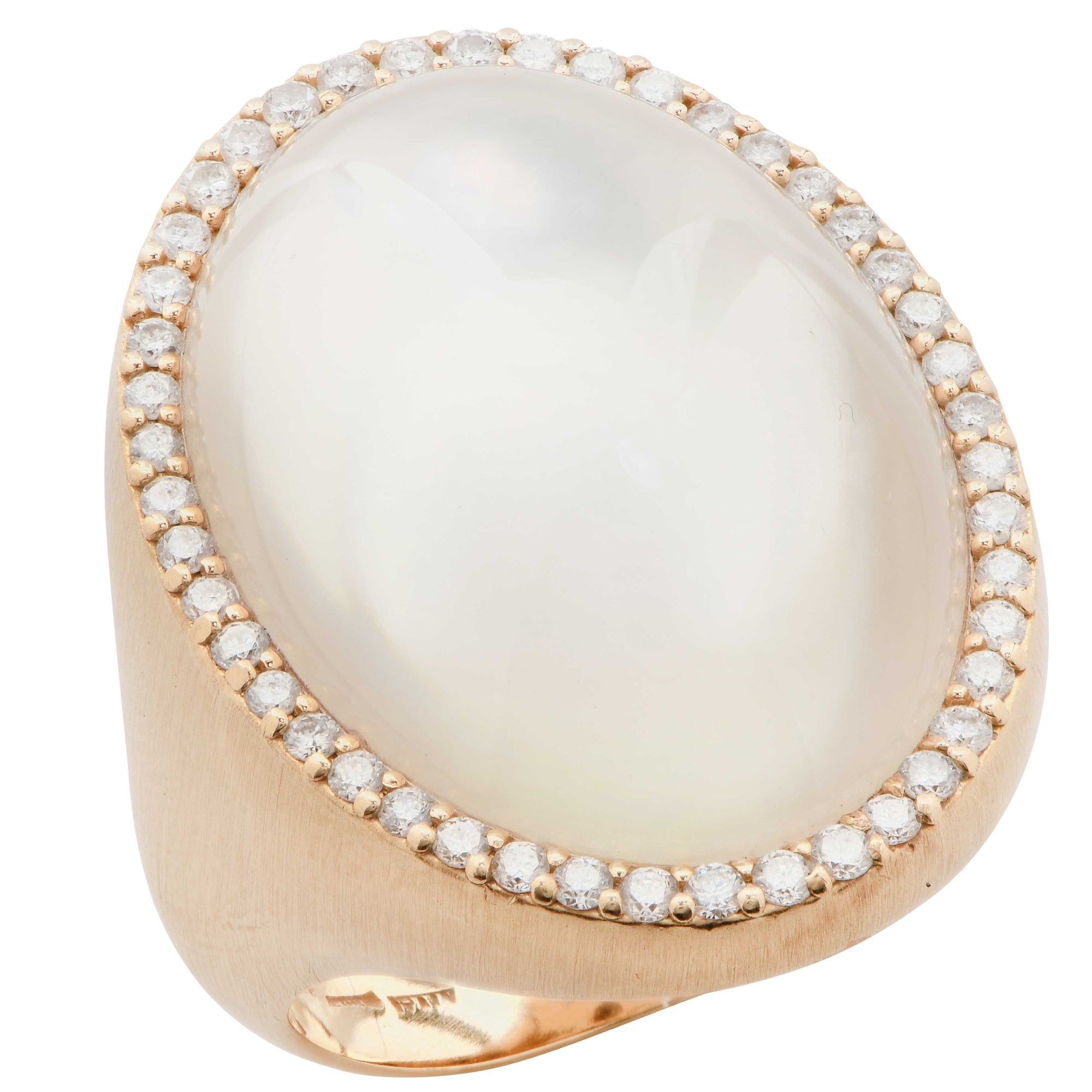 Roberto Coin Moonstone and Diamond 18 Karat Yellow Gold Ring