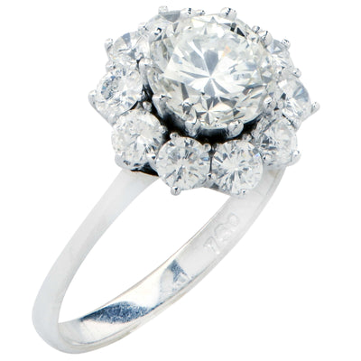 2.41 Carat Total Weight Engagement Ring in 18 Karat White Gold