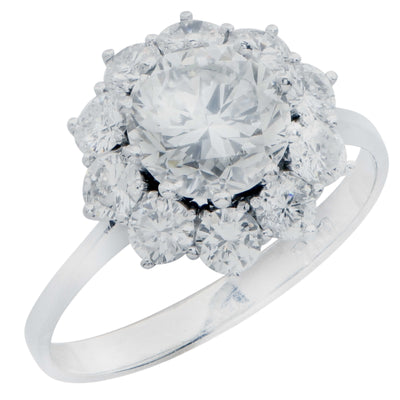 2.41 Carat Total Weight Engagement Ring in 18 Karat White Gold