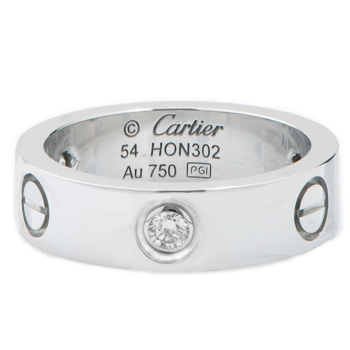 Cartier Three Diamond Love Ring in 18 Karat White Gold