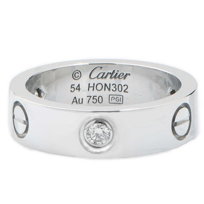 Cartier Three Diamond Love Ring in 18 Karat White Gold