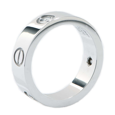 Cartier Three Diamond Love Ring in 18 Karat White Gold