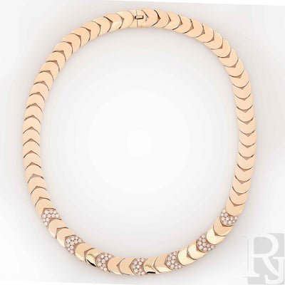Van Cleef & Arpels Diamond and 18 Karat Yellow Gold Link Necklace
