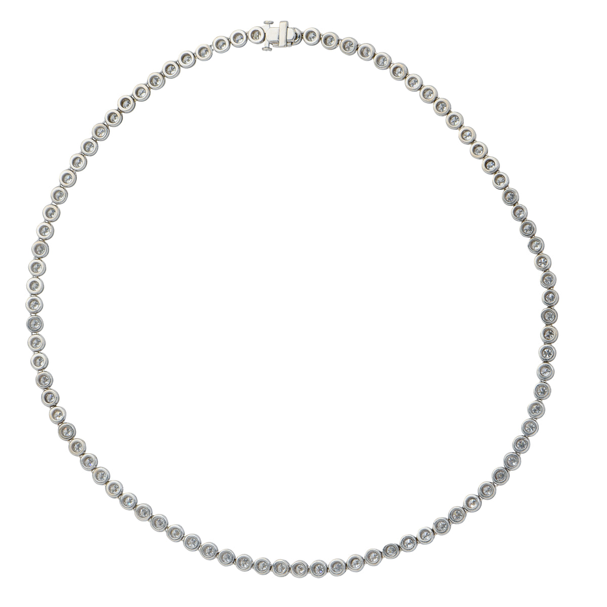 10 Carat Diamond Riviera Necklace in 18 Karat White Gold