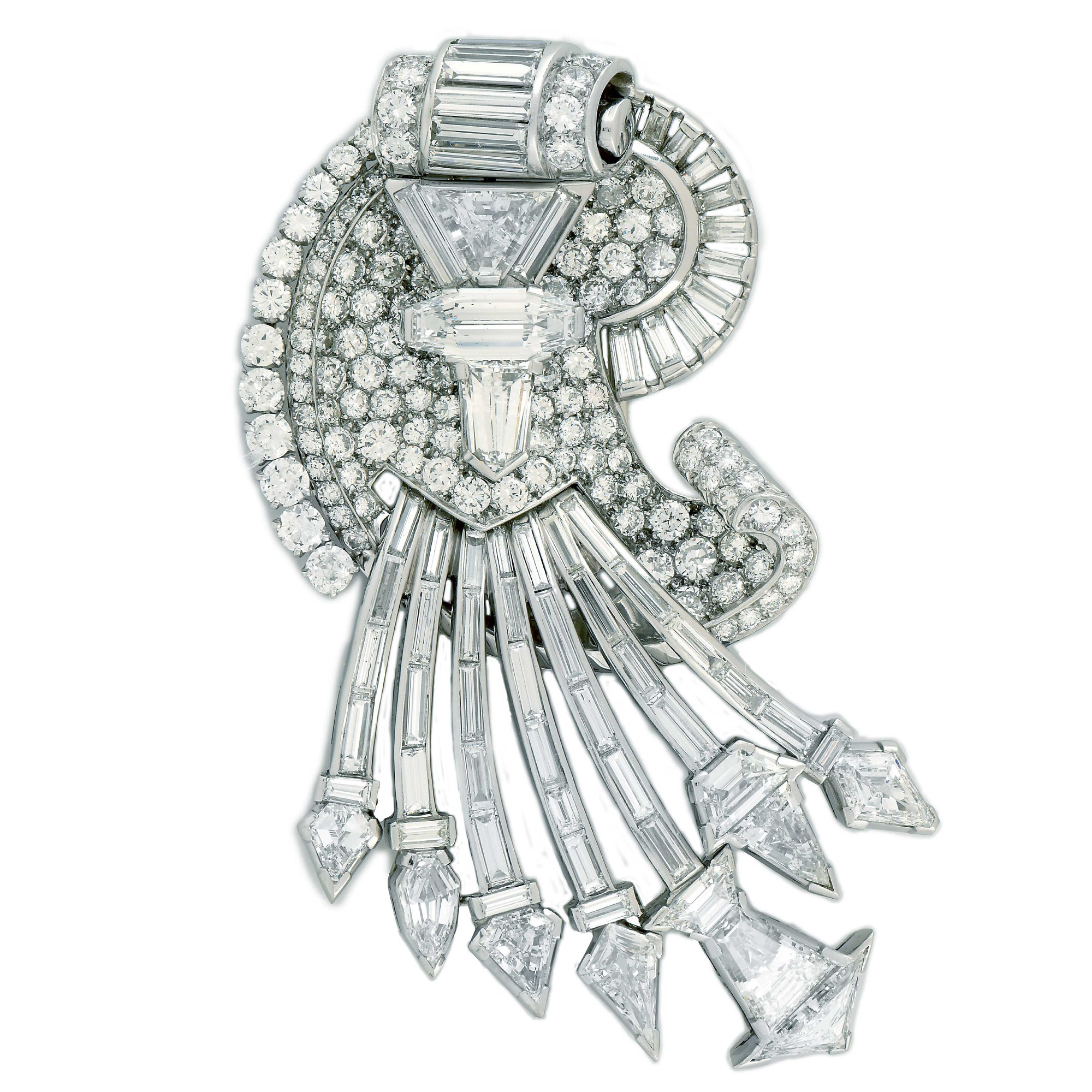 Mid Century Spray Design 29 Carat Diamond Brooch and Pendant