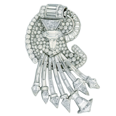 Mid Century Spray Design 29 Carat Diamond Brooch and Pendant