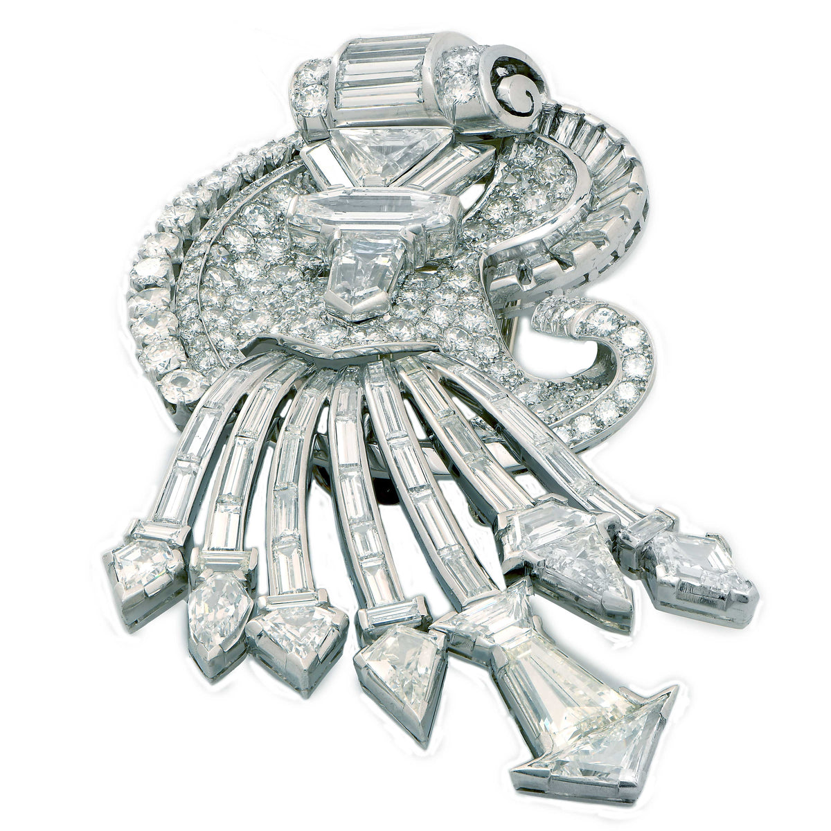 Mid Century Spray Design 29 Carat Diamond Brooch and Pendant