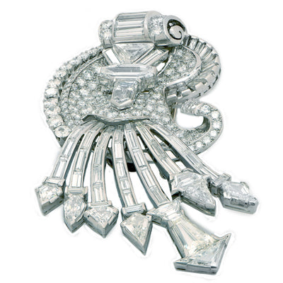 Mid Century Spray Design 29 Carat Diamond Brooch and Pendant