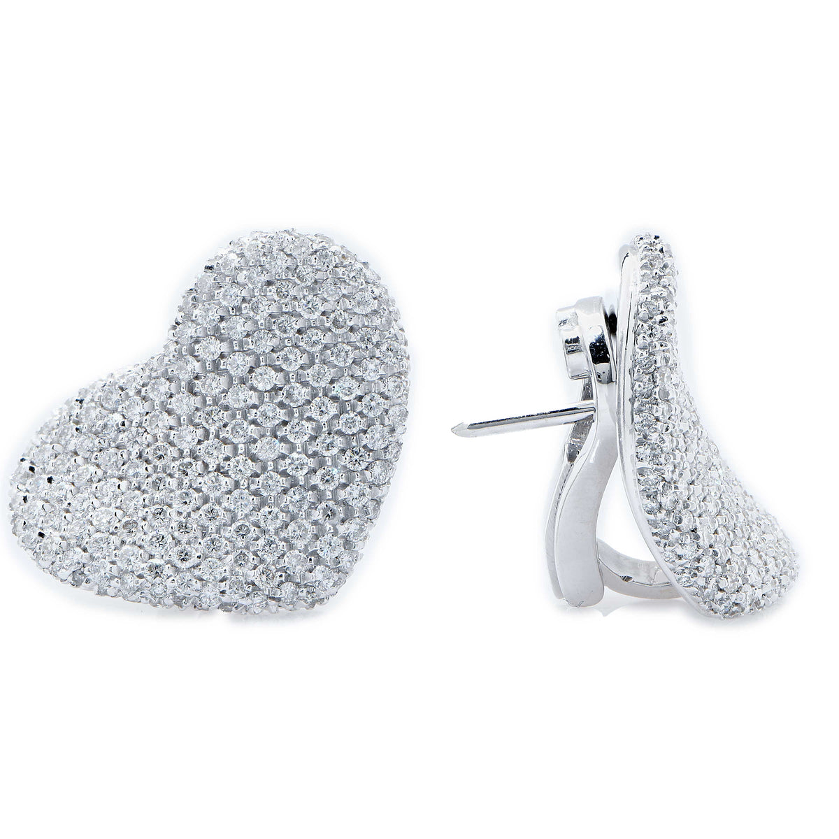 Giorgio Visconti 2.35 Carat Diamond Heart Shaped 18 Karat White Gold Earrings