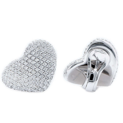 Giorgio Visconti 2.35 Carat Diamond Heart Shaped 18 Karat White Gold Earrings