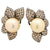 14 MM Golden Pearl and Diamond Earrings in 18 Karat White Gold