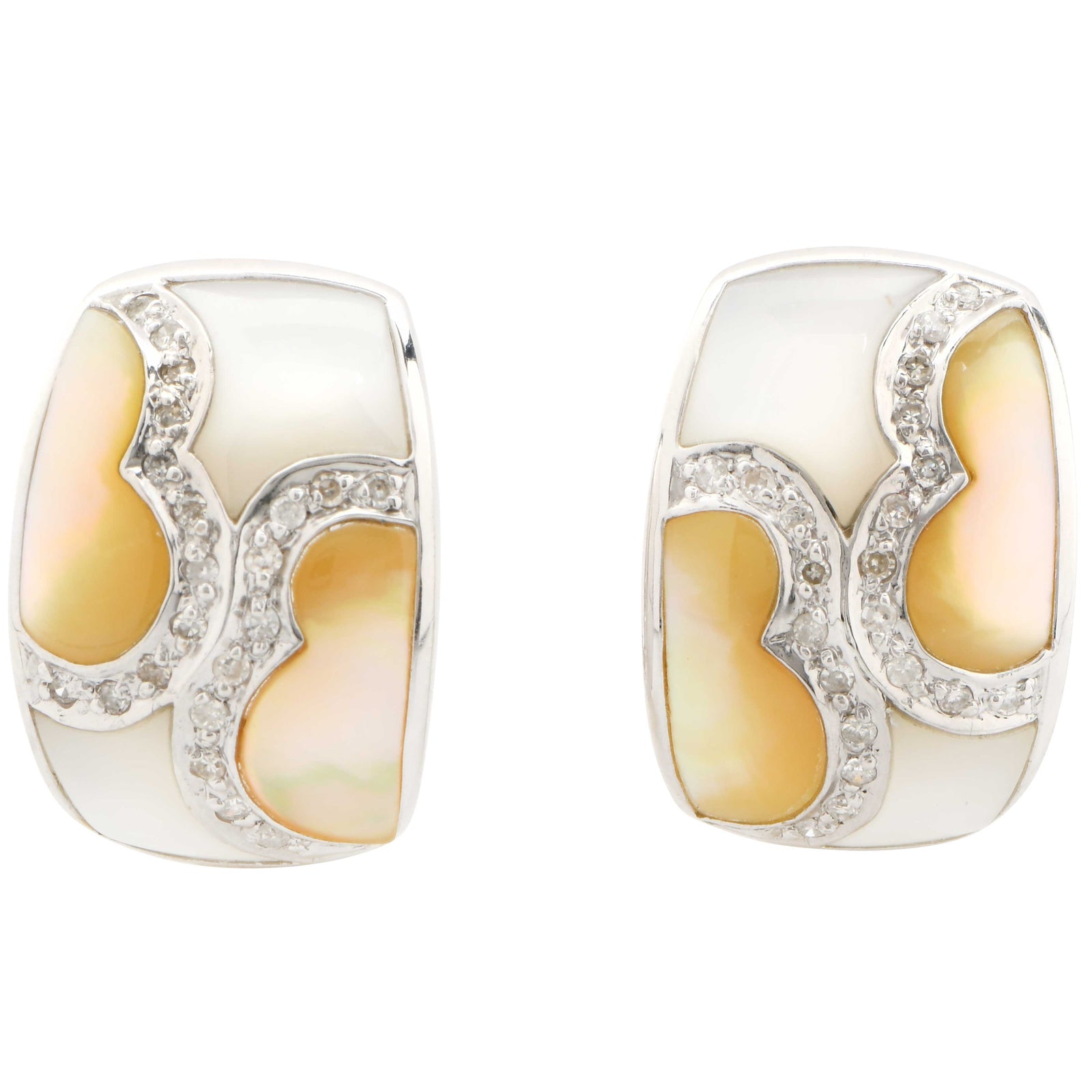 Enamel and Diamond Earrings in 14Karat White Gold